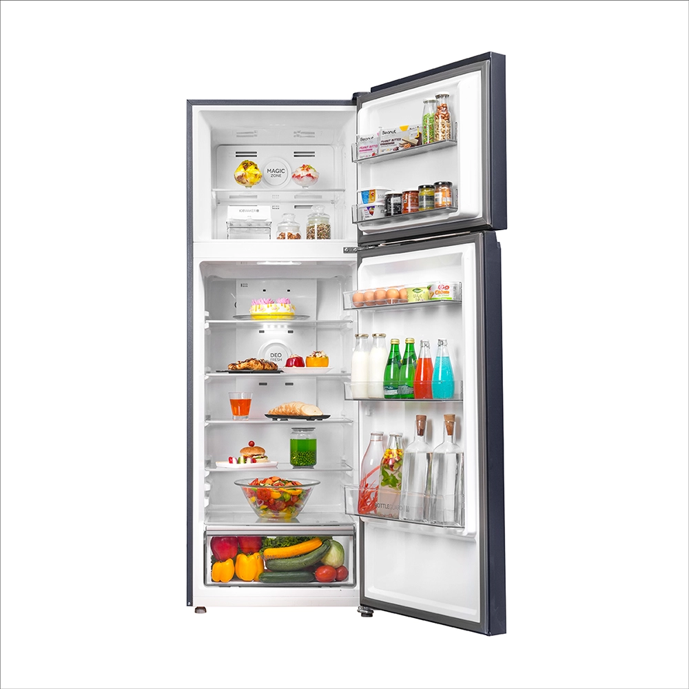 Haier 358L 3 Star Graphite Black Glass Double Door Refrigerator